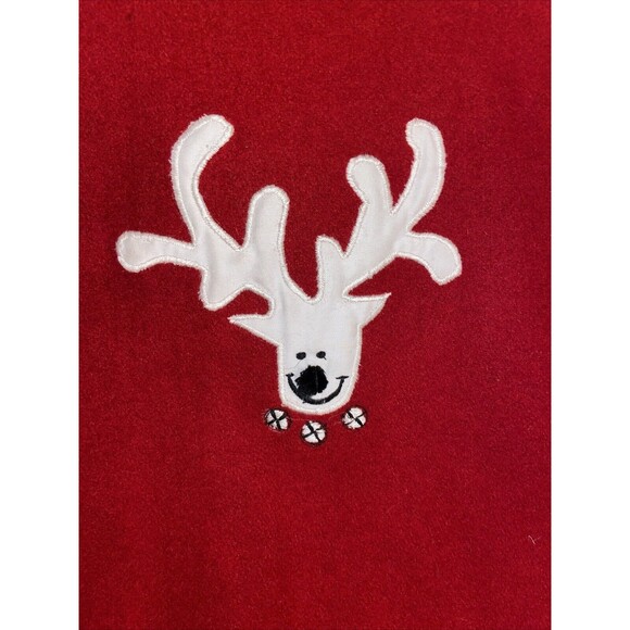 Life Style Red Christmas Vest Reindeer Appliques Full Zip Wool Women's LARGE - Picture 9 of 16